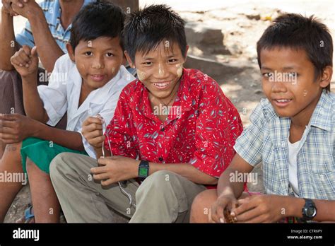 Young Burmese Boys Yangon Myanmar Stock Photo Alamy