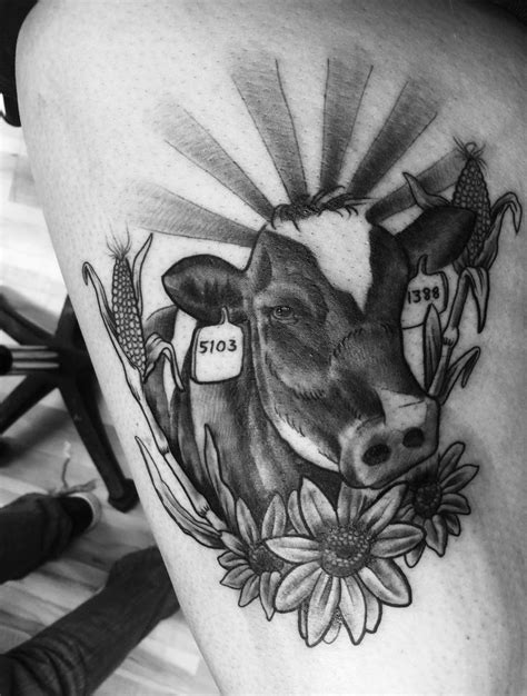 Cow Tattoo Farmer Tattoo Farm Tattoo Cow Tattoo