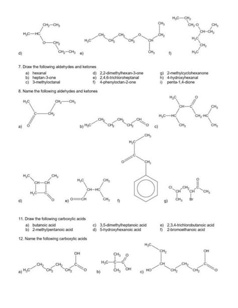 naming and drawing aldehydes and ketones worksheet with answers