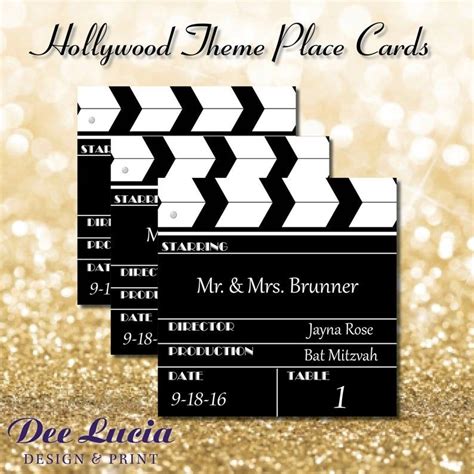 Hollywood Theme Clapboard Place Cards Printed With Guest Name Etsy
