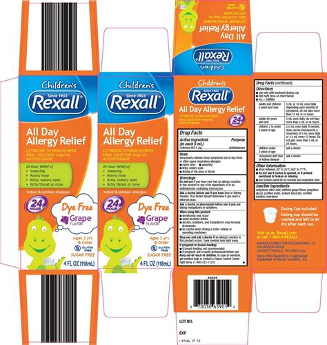 Rexall All Day Allergy Relief Childrens Solution Dolgencorp Llc
