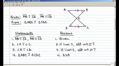 The following postulates and theorems are the most common methods for proving that triangles are congruent (or equal). Triangle congruence asa and aas > MISHKANET.COM