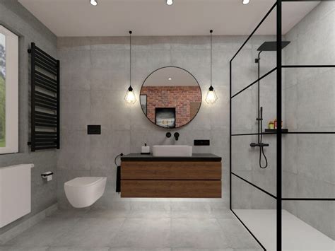 Beton i cegła - industrialna łazienka w nowoczesnym stylu | Elements Polska