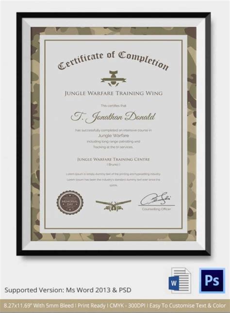 Army Certificate Of Completion Template Best Business Templates