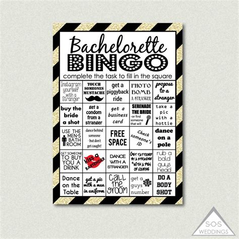Bachelorette Bingo Bachelorette Party Game By Sosweddings On Etsy