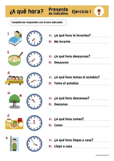 Ejercicios Para Practicar La Hora Y Expresar Costumbres 3 Spanish