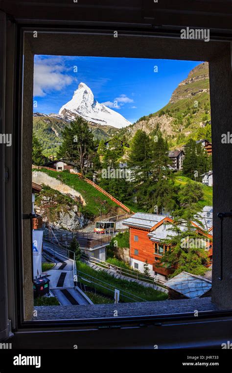 Beautiful Summer Scenic View On Snowy Iconic Matterhorn Peak Monte