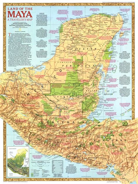 Land Of The Maya Map Published 1989 National Geographic Maps