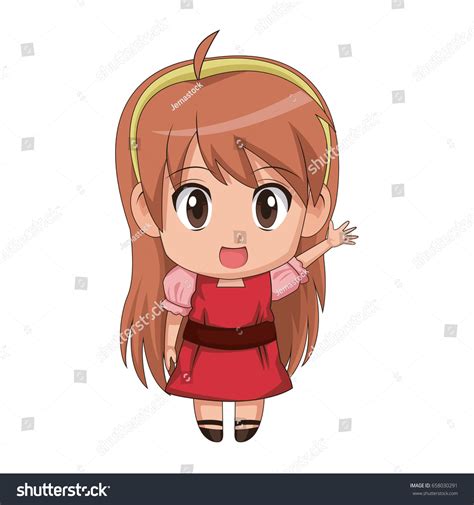 Cute Anime Chibi Girl Waving