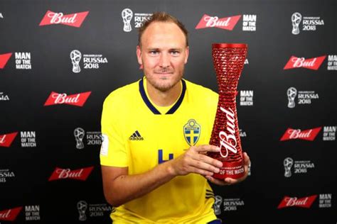Andreas Granqvist Of Sweden Poses With The Official Budweiser Man Of