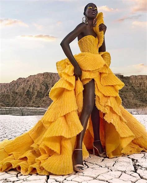 Miss Universe Canada Nova Stevens Stuns In Yellow Micheal Cinco Gown At Her Latest Shoot
