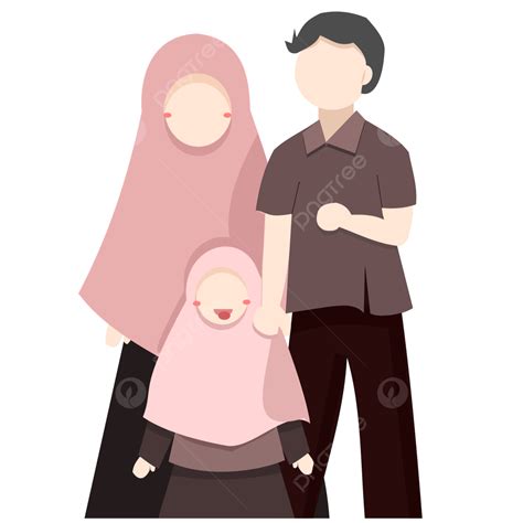 Gambar Keluarga Muslim Dengan Satu Anak Perempuan Muslim Keluarga