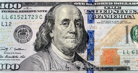Close Up Of New One Hundred Dollar Bill Stock Photo