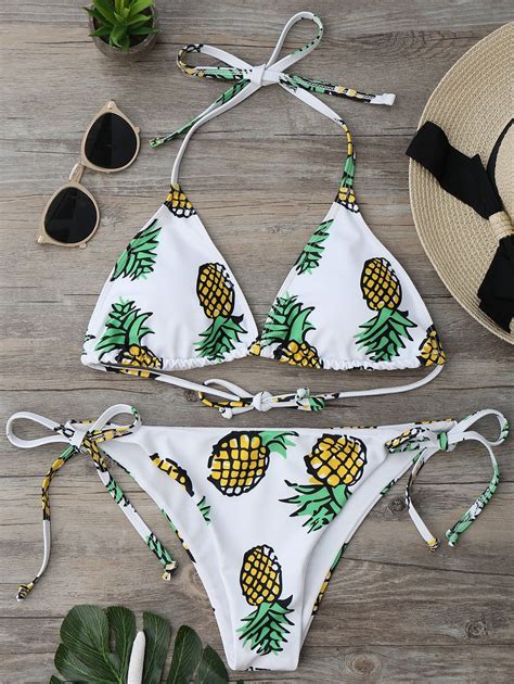Pineapple Print String Bikini Set 24 Off Rosegal