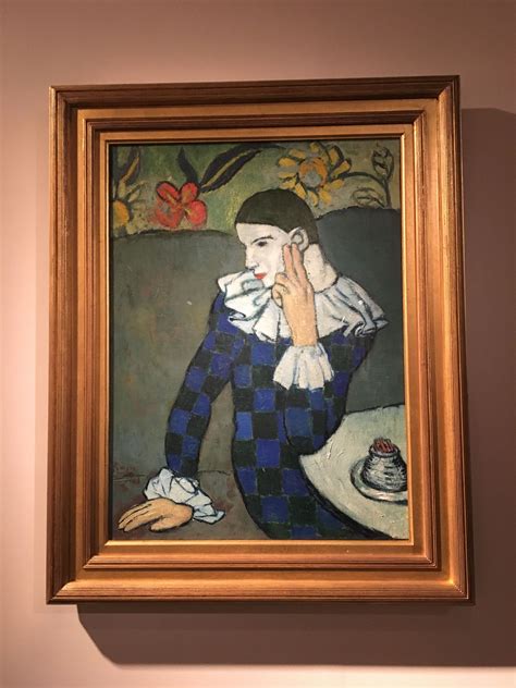 Picassos Seated Harlequin 1901 Oil On Canvas At The New York Met