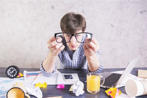 Male Looking Through Glasses Stock Image Image Of Background Desk 71519981