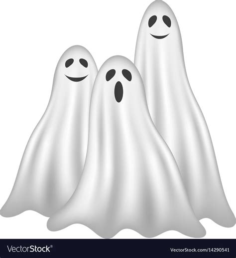 Three Ghosts In White Design With Face Royalty Free Vector