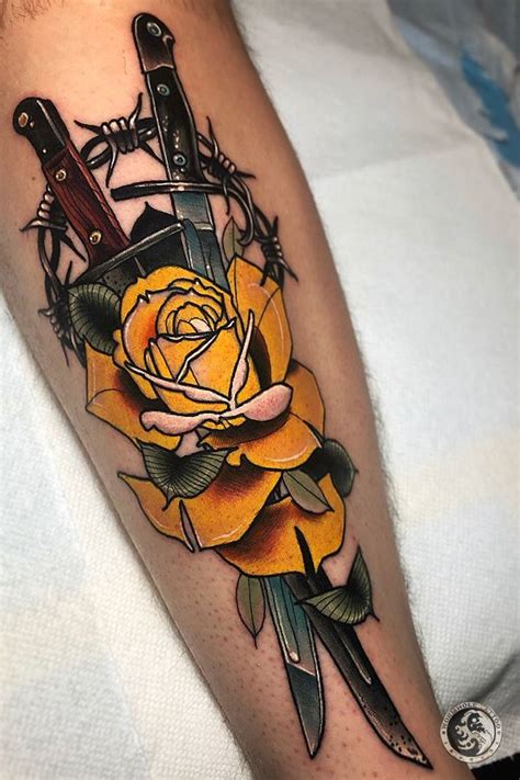 Rose And Sword Tattoo For Men By Jeff Saunders Unitedstates Sword
