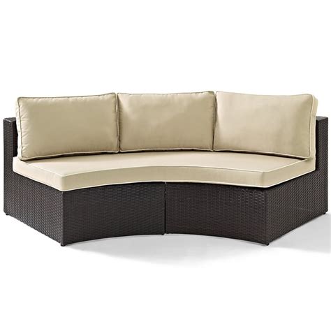 Crosley Catalina 6 Piece Wicker Curved Patio Sectional Set In Brown And