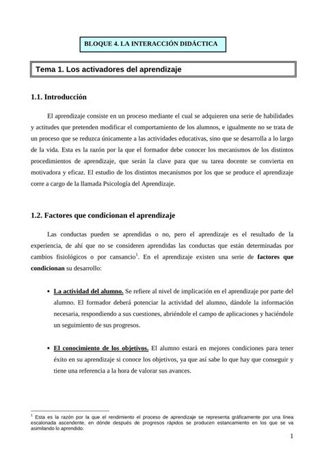 PDF Tema Los activadores del aprendizaje Introducción El