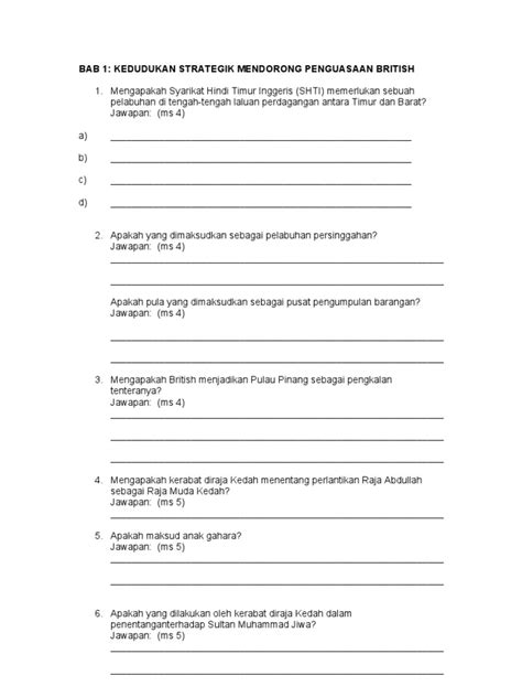 Latihan Sejarah Tingkatan 1 Worksheet Riset