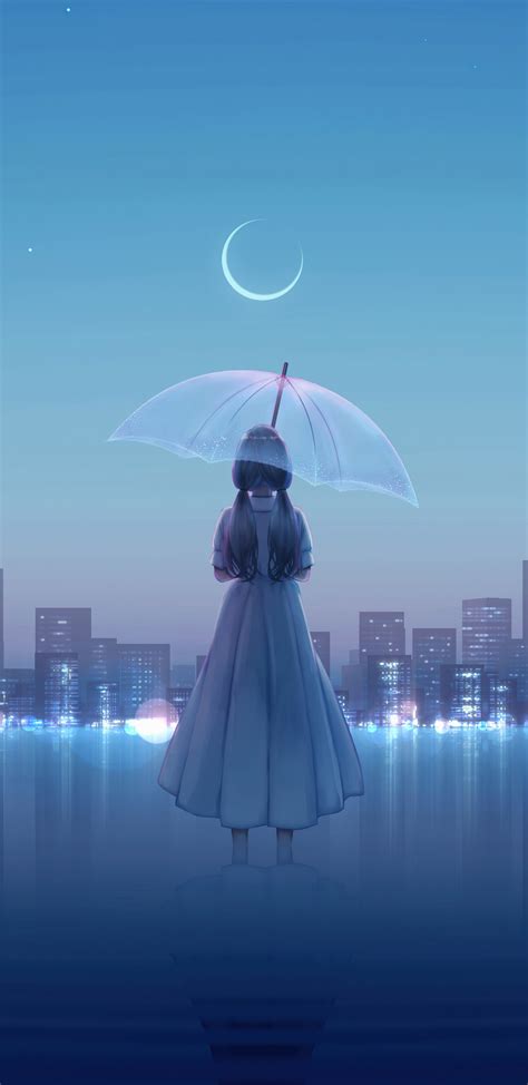 1440x2960 Anime Girl Umbrella City 8k Samsung Galaxy Note 98 S9s8s8