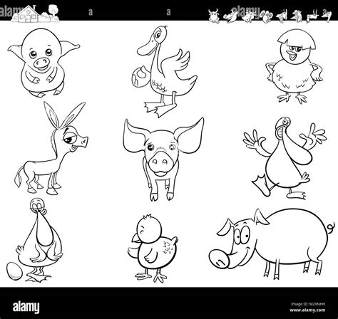 Black And White Cartoon Illustration Of Funny Comic Farm Animal