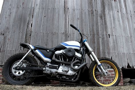 Here's his latest project—a ferocious harley street tracker. "Super Sportster" Tracker by Rule Hard Cycles - BikeBound