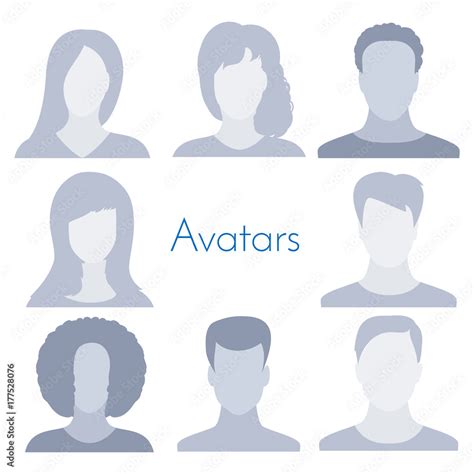 Vecteur Stock Avatar Profile Icon Collection Isolated On White Background Male And Female Set