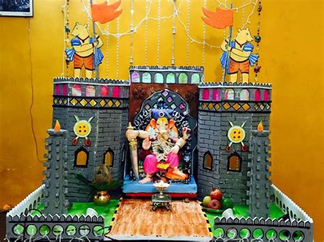 An iconic home with an industrial design theme would be a renovated loft from a former industrial if you would like to consult with rochele decorating on design elements to enhance your home décor. Ganpati Decoration Ideas at Home - Ganesh Pooja Decoration ...