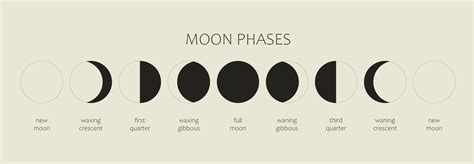 The Moon Moon Phases On A Black Background The Whole Cycle From The