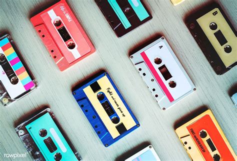 collection of retro music audio cassette tape 80s premium image by audio