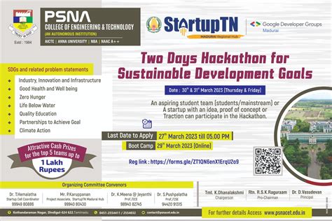 Startup TN Two Days Hackathon for Sustainable Development Goals 2023
