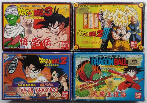 Nesfamicom Lot Of 4 Boxed Dragon Ball Z Games Japanese Imports