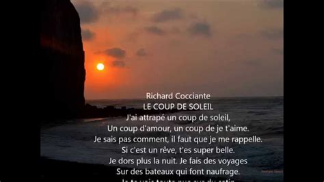 Le coup de soleil (english translation). Richard Cocciante LE COUP DE SOLEIL paroles de la chanson ...
