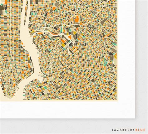 New York City Map Giclee Fine Art Print Modern Art For Your