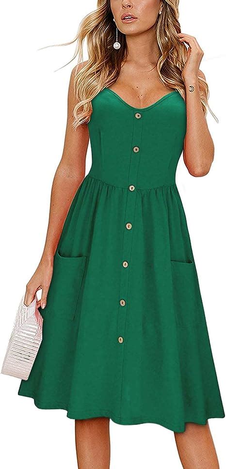 Kilig Womens Summer Dress Casual Sleevelesslong Sleeve Dress Button