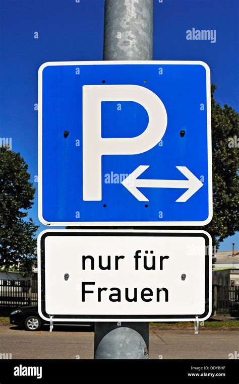 parking sign nur fuer frauen german for only for women munich sendling munich bavaria stock