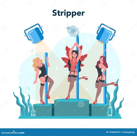 Female Stripper Concept Pole Dancing Girl In Club Stripper Posing