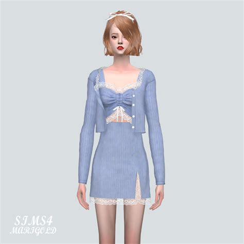 9a Lace 3 Piece9a 레이스 쓰리피스여자 의상 By Sims4marigold From Patreon Kemono