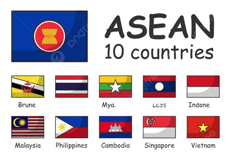 Desain Bendera Asean Modern Dengan Latar Belakang Peta Dunia Vektor Logo Garis Dunia Png Dan