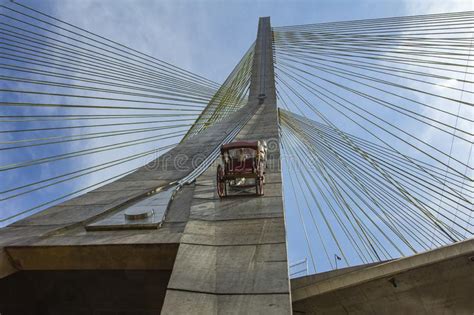 Carriage Rising On A Cable Stayed Bridge In Sao Paulo Brazil