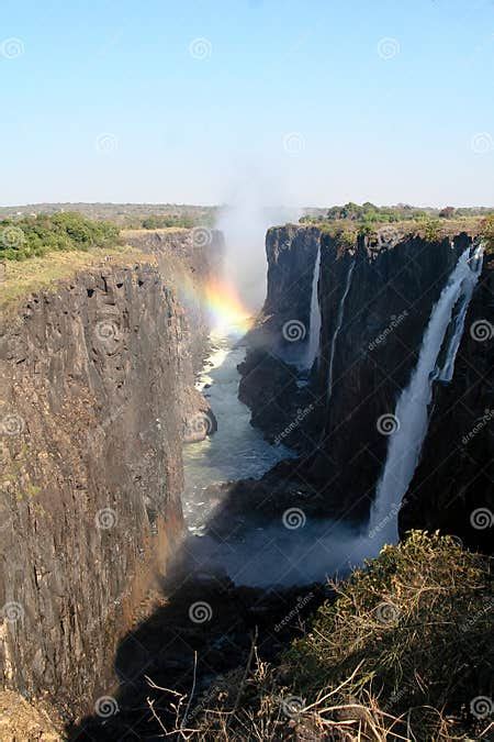 Victoria Falls With Rainbow Stock Photo Image Of Falls Sunny 8778758