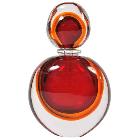 Large Red And Amber Italian Murano Perfume Bottle For Sale At 1stdibs Murano Glass Perfume