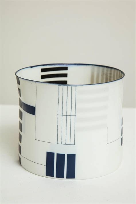 bodil manz bodil manz ceramic vessel with geometric black on white designs made in denmark
