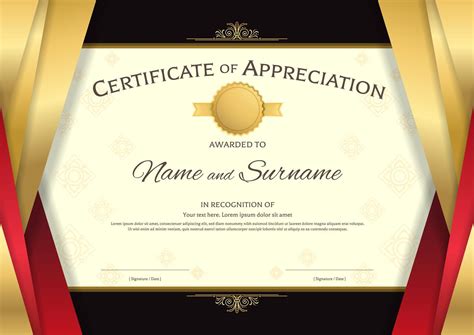 Elegant Certificate Of Recognition With Golden Details Vector Free