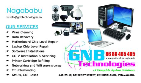 Geeks on site is a nationwide computer repair team dedicated to providing premium quality computer repair services. GNB TECHNOLOGIES COMPUTER REPAIR AND SERVICES VIJAYAWADA ...