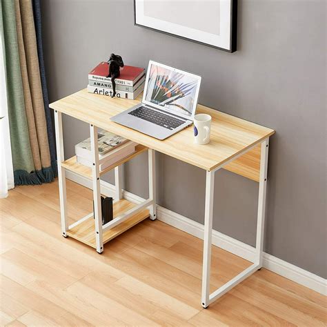 Computer Desk 394 Small Spaces Writing Desk With Storage Shelves For