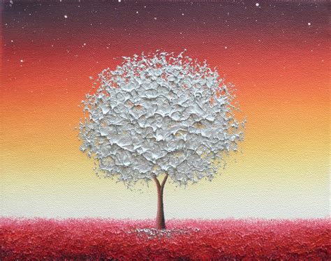 Silver Tree Painting Canvas Art Impasto Painting