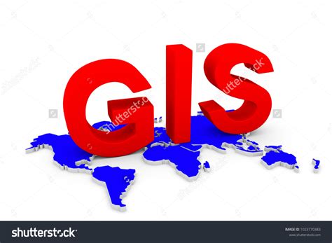 Gis World Map Conceptual White Background Ilustrações Stock 1023770383